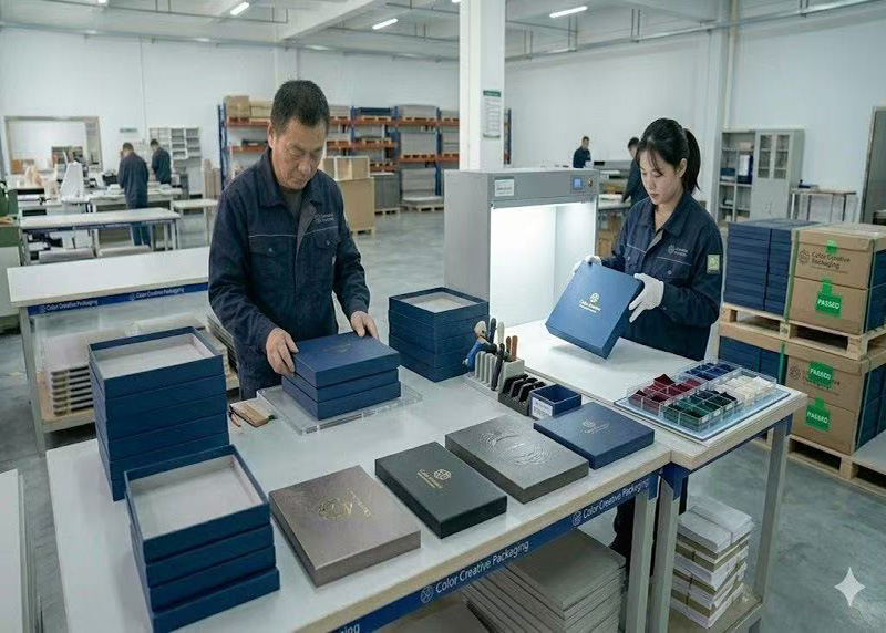 Final assembly and QC inspection at Color Creative Packaging – 100% visual check and function test before packing for shipment