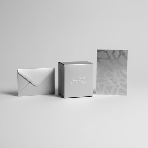 Silver metallic folding carton – sleek modern packaging for cosmetics